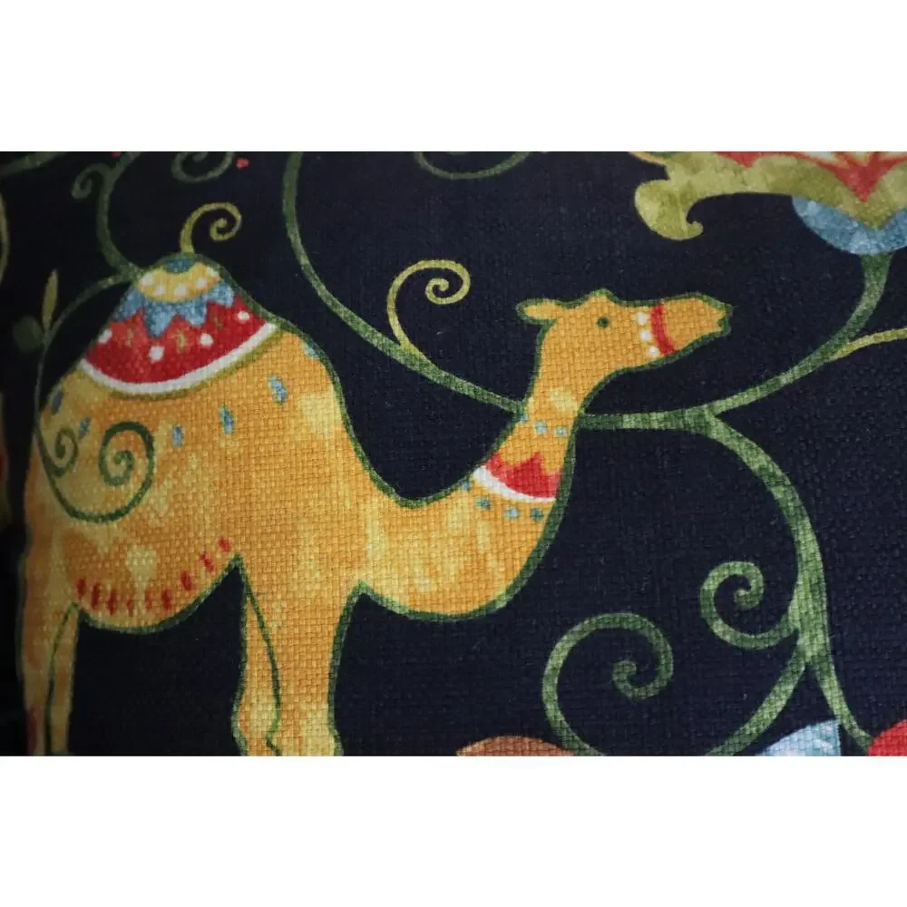 LARGE Camel Horse Pony Pillow Set of Two Colorful Whimsical Tapestry 20X20 Fairy